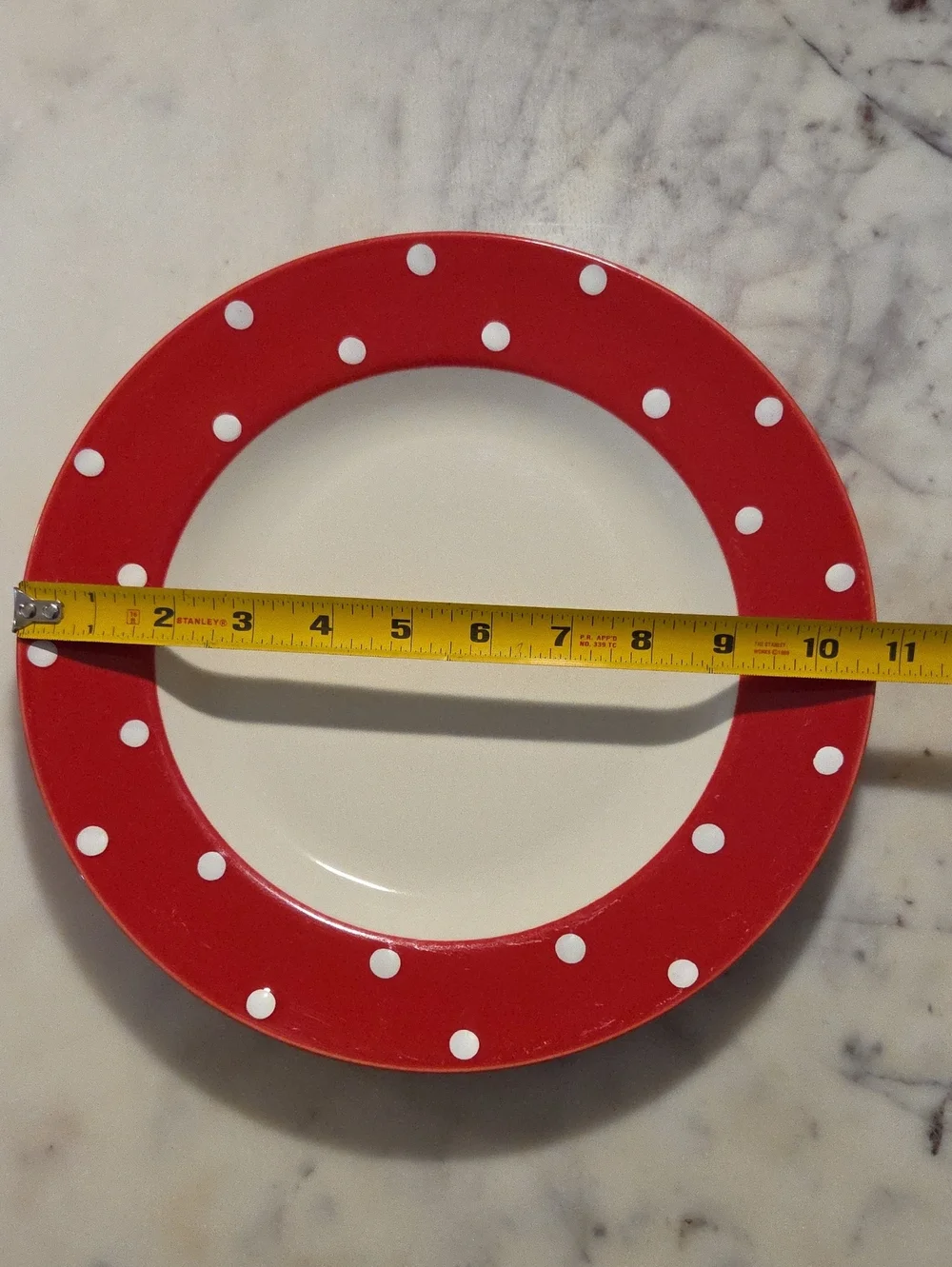 Vintage Spode Baking Days |  Red and White Polka Dot Dinner Plate 10 3/4